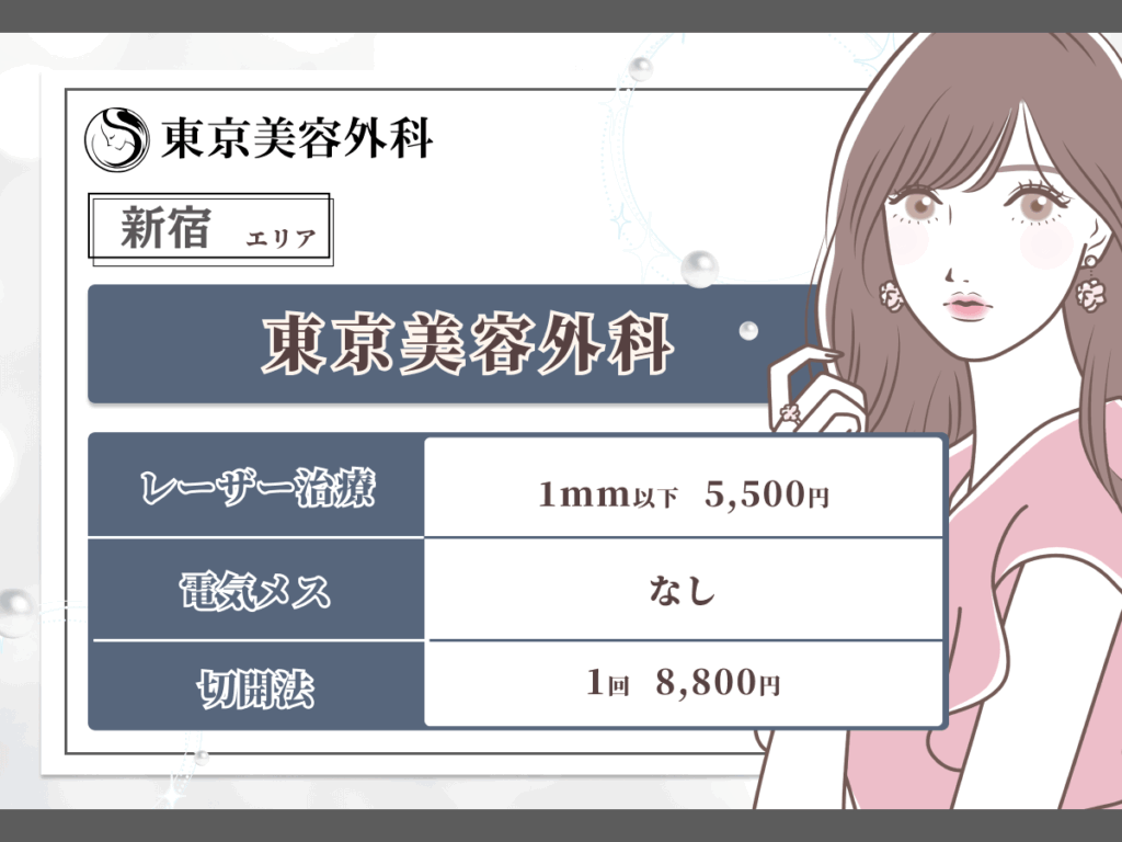 新宿エリアのほくろ除去おすすめ:東京美容外科